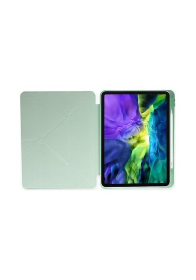 Apple iPad Uyumlu Pro 12.9 2021 Kılıf Kalemlikli Mars Tablet Kılıfı - Açık Yeşil Diğer