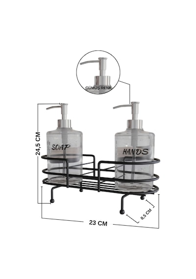 Suntel Metal Standlı Sıvı Sabunluk Şişesi Seti - Modern Standlı Beyaz