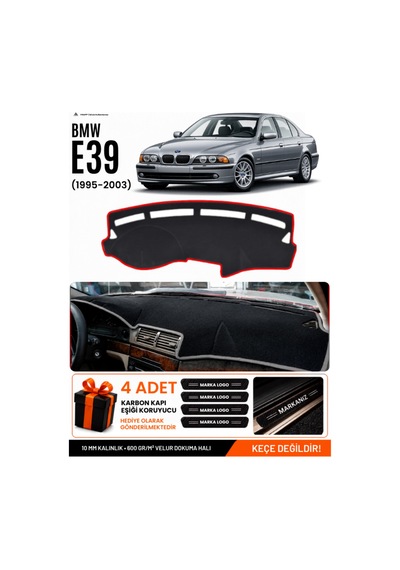 Bmw E39 1995-2003 Uyumlu Torpido Koruma, Torpido Örtüsü, Torpido Kılıfı - Siyah Gri