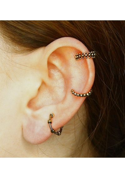 Vintage Antik 3'lü Deliksiz Ear Cuff Ayarlanabilir Kıkırdak Küpe Seti Eukk5 Sarı