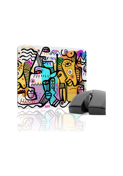 İllüstrasyon Kaymaz Dikişli Kauçuk Oyuncu Mousepad V3 - 22x18 Gaming Mouse Pad Fare Altlığı