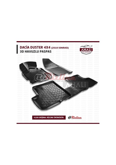 Rizline Dacia Duster 2018 Sonrası 4X4 3D Havuzlu Paspas+Araç Koku