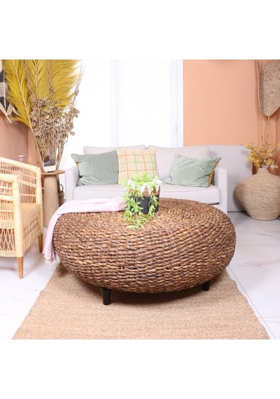 Acacia Akasya Ağacı Ve Doğal Abaka Orta Sehpa120x46 Cm Naturel