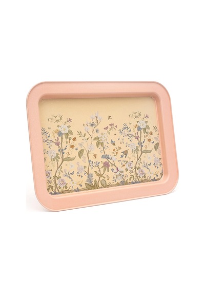 Botanica Pink Desenli Grande Metal Tepsi, 31 X 43 Cm