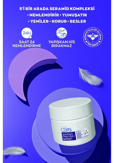Avon Care 5'i 1 Arada Yoğun Nemlendirici Gece Kremi 100 ML Avon Care 5'i 1 Arada Yoğun Nemlendirici Gece Kremi 100 ML