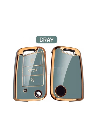 Gma Keys Lüx Golf 7 Golf 7,5 Tiguan Polo Uyumlu Nano Anahtar Koruma Kılıfı Gri Gold Altın Renk 1 .ci Kalite