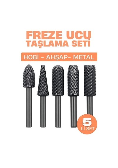Zenvac Freze Ucu Taşlama Seti Profesyonel Çelik Rotary Burr Seti 5'li Metal İşleme Uçları 722468 Zenvac29
