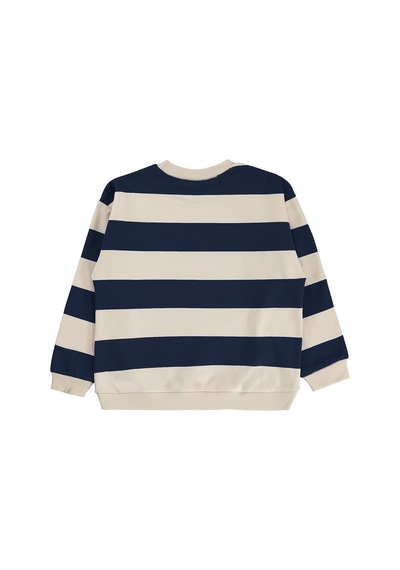 Civil Boys Kalın Çizgili Basic 10-13 Yaş Sweatshirt - Lacivert