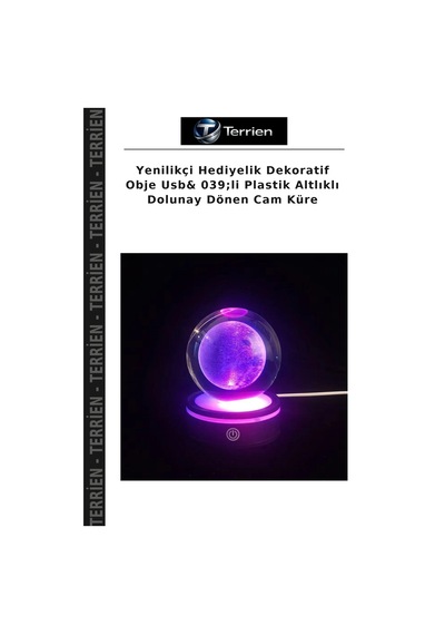 Yenilikçi Hediyelik Dekoratif Obje Usb& 039 Li Plastik Altlıklı Dolunay Dönen Cam Küre