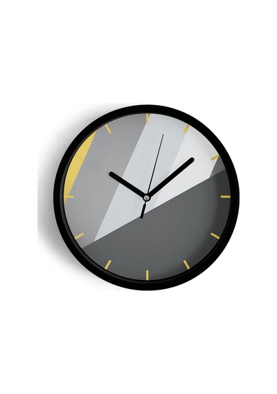Soyut Geometrik Temalı Modern Duvar Saati - 25cm - Önü Camlı Siyah Kasa - Sessiz Mekanizma-jh0464 Siyah