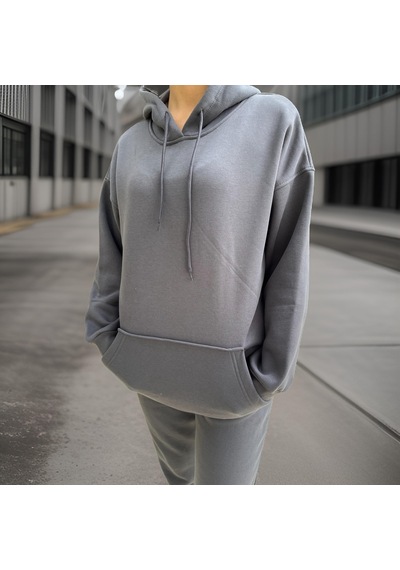 Ceyss Design Unisex Üç İplik Şardonlu Oversize Hoodieli Eşofman Takımı-antrasit Antrasit