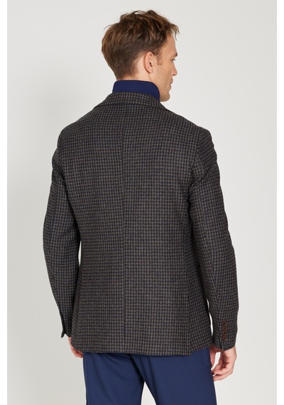 AC&Co / Altınyıldız Classics Erkek Kahve Lacı Slim Fit Dar Kesim Mono Yaka Desenli Yünlü Ceket Kahve Lacı AC&Co / Altınyıldız Classics Erkek Kahve Lacı Slim Fit Dar Kesim Mono Yaka Desenli Yünlü Ceket Kahve Lacı