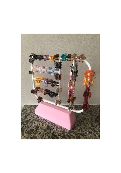Saç Tokası Tutucu Stand, Minik Saç Tokası Standı, Renk Seçeneği Mevcut Organizer Beyaz