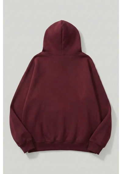 Uyguntarz Unisex Yumuşak Dokulu 3 İplik Maroon Oversize Sweatshirt Bordo