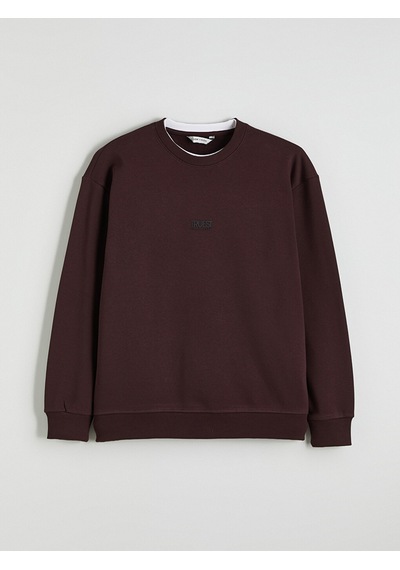 Lcw Vision Bordo Bisiklet Yaka Baskılı Erkek Kalın Sweatshirt
