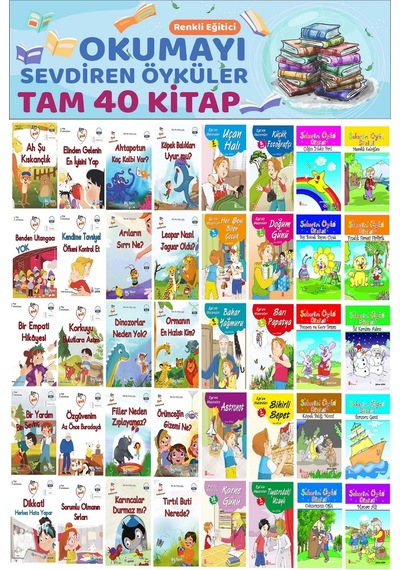 1.sınıflar İçin Renkli Eğitici Okumayı Sevdiren Hikayeler 40 Kitap