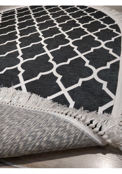 Yamalıhome Angel 1498-00 Fas Vezir Siyah 120X180 Cm Saçaklı Oval