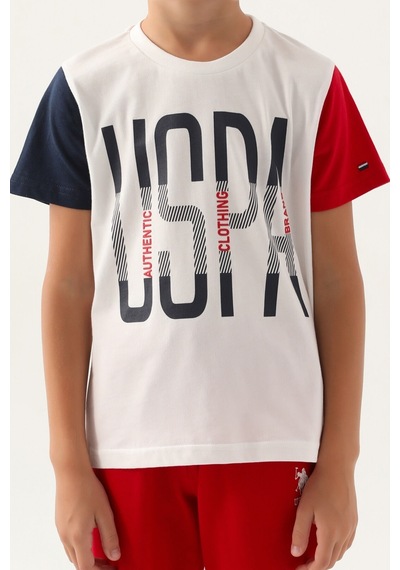 U.S. Polo Assn. Lisanslı Brand Krem Erkek Çocuk Bermuda Takım 5274-43108 Krem