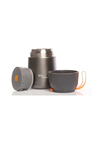Baby Plus Vakumlu Çift Taraflı Mama Termosu 450 ML - Gri