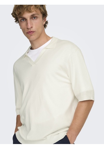 Only & Sons Onswyler Lıfe Rlx 12 Ss Splıt Knıt Noos Erkek Beyaz Kazak - 22036158