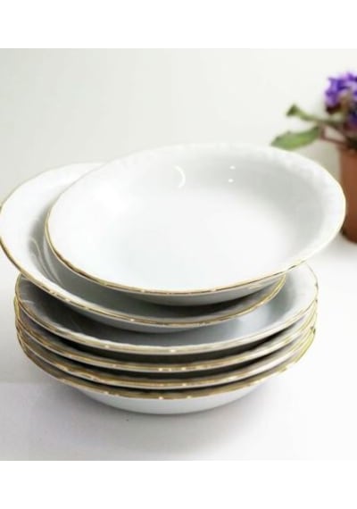 Porland 6'lı Altın Yaldızlı 16 Cm Porselen Çukur Tabak