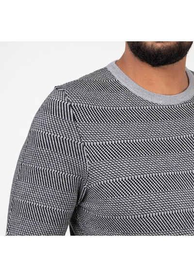 San&Fa Triko Erkek Sıfır Yaka Desenli Slimfit Kazak