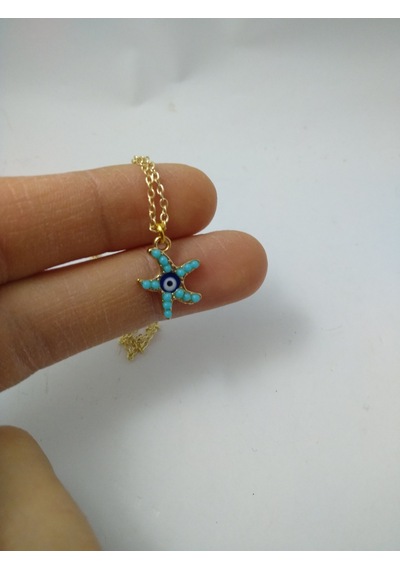 Turkuaz (Firuze) Taşlı Yıldız Modeli  Kolye