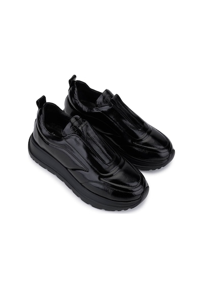 Tamer Tanca Kadın Hakiki Deri Siyah Rugan Sneakers & Spor Ayakkabı 1107 521 Bn Ayk Sk25-26 Sıyah Rugan Siyah