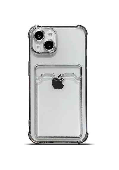 Teknomoda Apple Uyumlu iPhone 13 Kılıf Kartlıklı Anti Şok Korumalı Şeffaf Silikon Füme Koyu Şeffaf Acık Siyah Füme