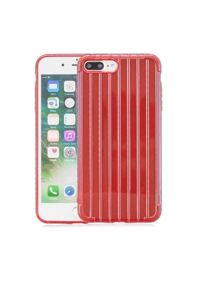 Ally Apple iPhone Uyumlu iPhone 8 Plus 7plus Trunk Lines İnce Soft Silikon Kılıf- 5775 Kırmızı