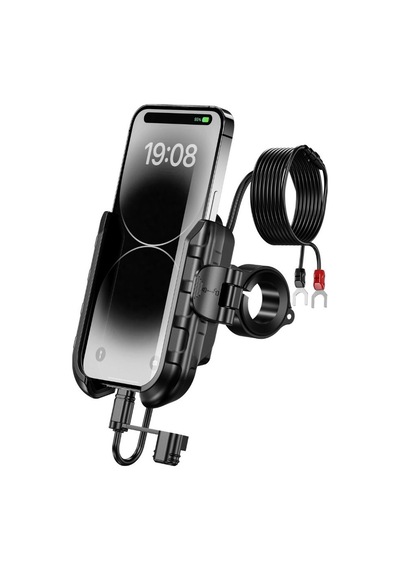 Mr Plus Usb-c Şarjlı Klipsli Motosiklet Telefon Tutucu