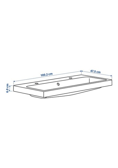 Ikea Backsjön Lavabo, Beyaz, 100x48 Cm