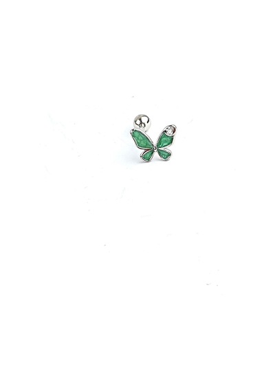Mineli Kelebek Figürlü 925ayar Gümüş Tragus Kıkırdak Piercing Gümüş
