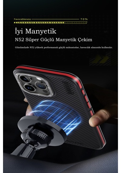 Joko Apple Uyumlu iPhone 15 Pro Kılıf Aramid 600d Kevlar Karbon Fiber Magsafe Kapak - Sarı Sarı