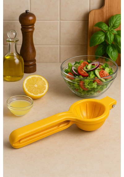 Metal Pasyapmaz Limon Ve Narenciye Sıkacağı Özel Tasarım Desenli Limon Portakal Sıkacağı Sarı Metal Diğer