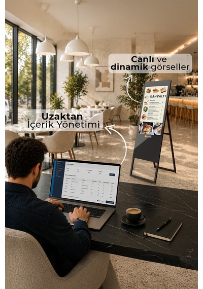 Taşınabilir Digital Menü Board Ekran 32 Yüksek Parlaklık Full HD Portatif Reklam & Ekranı