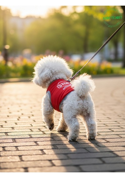 Kırmızı Stop Security Güvenlik Baskılı Kedi Ve Köpek Kıyafeti Tişörtü Elbisesi Xsmall/xs/beden 0