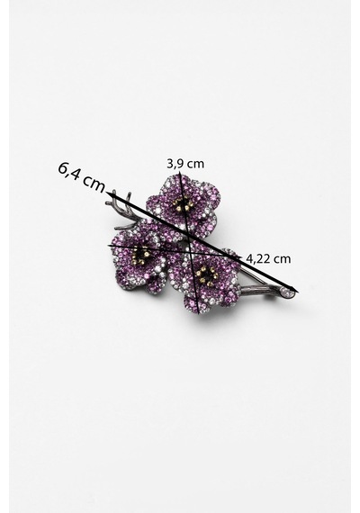 Sakura Siyah Rodyum Kaplama Gümüş Broş Siyah