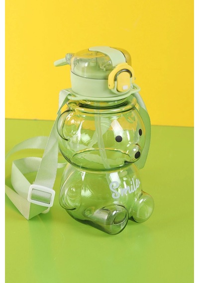 Smile Ayıcık 800ml Su Matarası Su Şişesi Suluk Bpa Içermez Suluk Sticker Hediyeli Yeşil Plastik Diğer