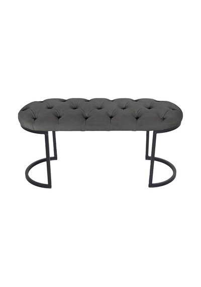 Elısse Gri Model- Oval Metal Ayak 100 Cm Bench&koltuk&puf-yatak Odası Önü&ucu Puff&oturak