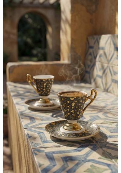 Talina 2 Kişilik Kahve Fincan Takımı - 90 Ml Siyah