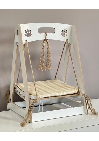 Ahşap Xxl Büyük Minderli Kedi Salıncağı Kedi Yatağı