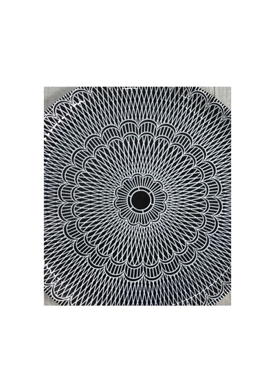 6 Kişilik Siyah Dantel Desenli Seramik Pasta Tatlı Tabağı Seti - 20cm