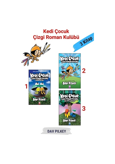 Dav Pılkey Dev Set: Köpek Adam 10 Kitap Kaptan Düşükdon 12 Kitap Kedi Çocuk