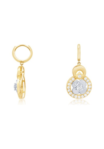 Diamond Line - Gülaylar - Sarı Beyaz Altın 14 Ayar Trend Küpe N11.9258