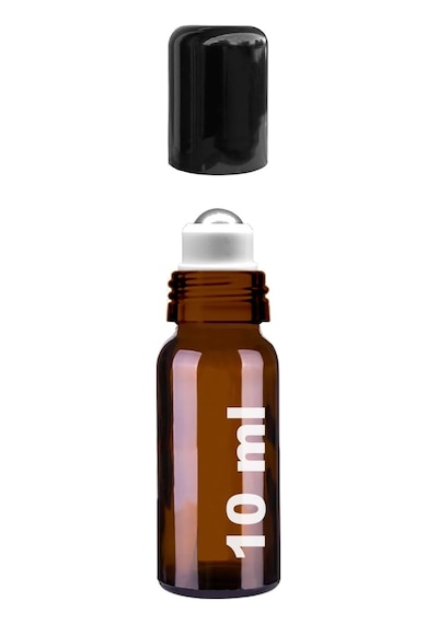 10 Ml Çelik Roll On Şişesi 10 Cc Sızdırmaz Siyah Kapaklı Cam Şişe 6 Adet Amber, 10