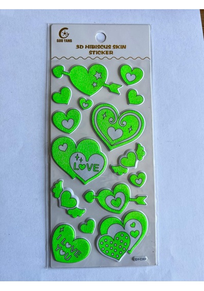 Kalp Karanlıkta Parlayan Yapışkanlı Fosforlu Sticker Oda Süsü