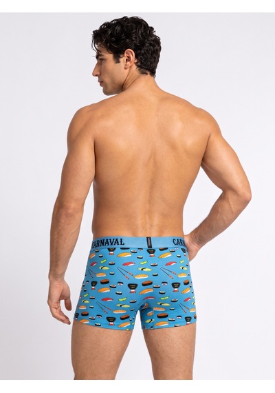 Carnaval Socks Sushi Desenli Erkek Boxer Pamuklu Likralı Parlak Lastikli Kutulu Mavi Çoklu
