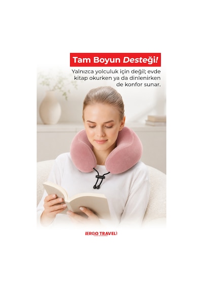 Viscofoam Comfy Ortopedik Seyahat Yastığı Visco Boyun Destekli Seyahat Yastığı - Somon | Ergo Travel
