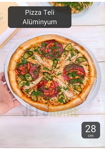 Pizza Tepsisi Alüminyum Pizza Teli Lahmacun Tepsisi 28 Cm Gri